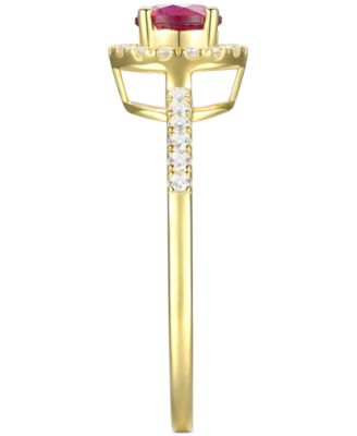 Sapphire (5/8 ct. t.w.) & Diamond (1/5 ct. t.w.) Halo Ring in 14k White Gold (Also in Emerald & Ruby)