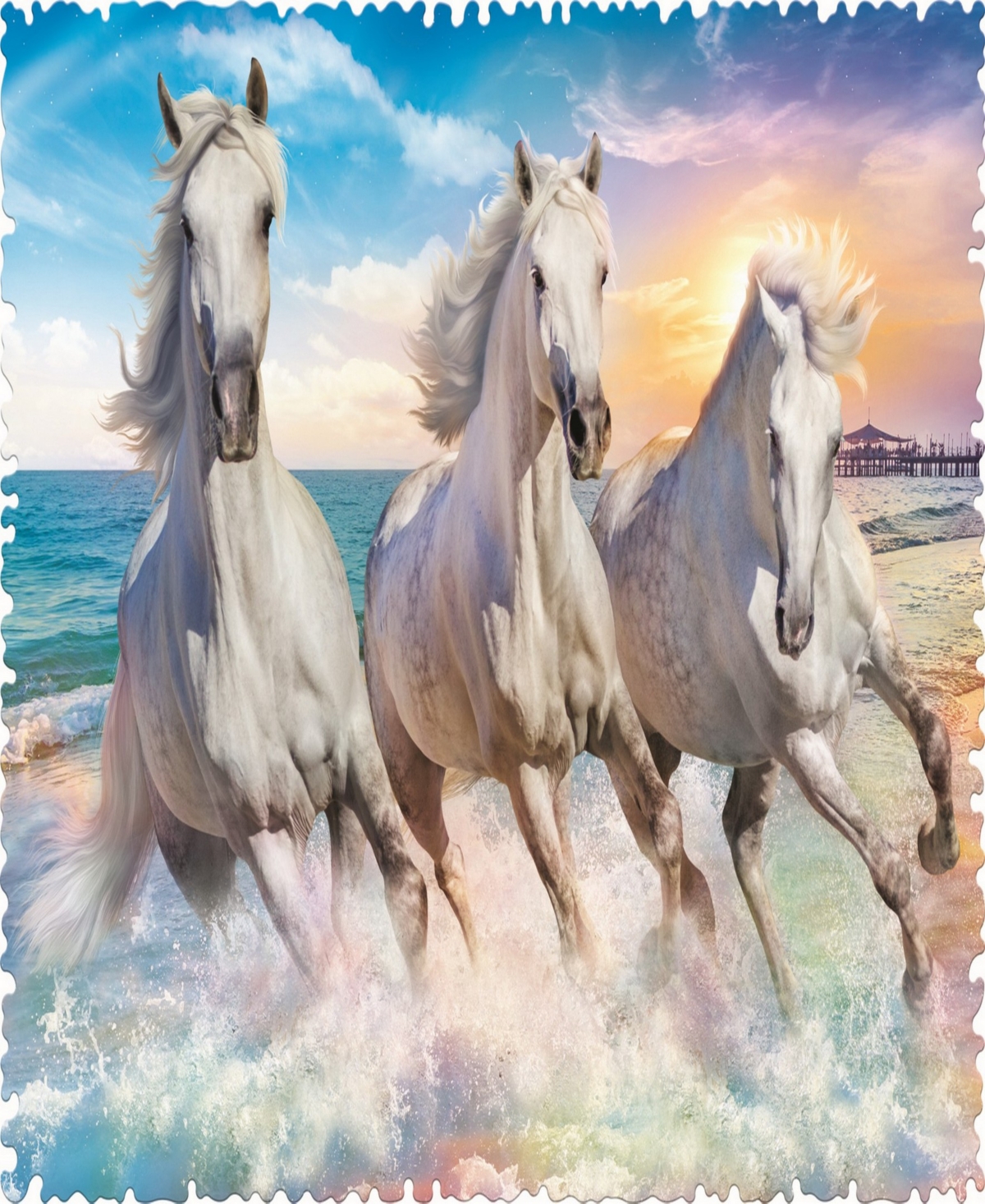 Shop Trefl Crazy Shape Jigsaw Puzzle Horses Gallop Among The Waves, 600 Pieces In Multicolor