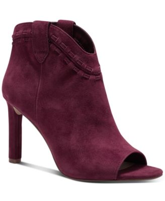 purple open toe booties