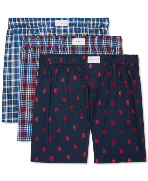 Трусы-боксеры Poplin для мужчин, хлопок, 3 шт. — Tommy Hilfiger, цвет: Синий