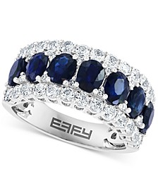 EFFY® Blue & White Sapphire Ring (3-1/2 ct. t.w.) & Diamond (1/20 ct. t.w.) in 14k White Gold