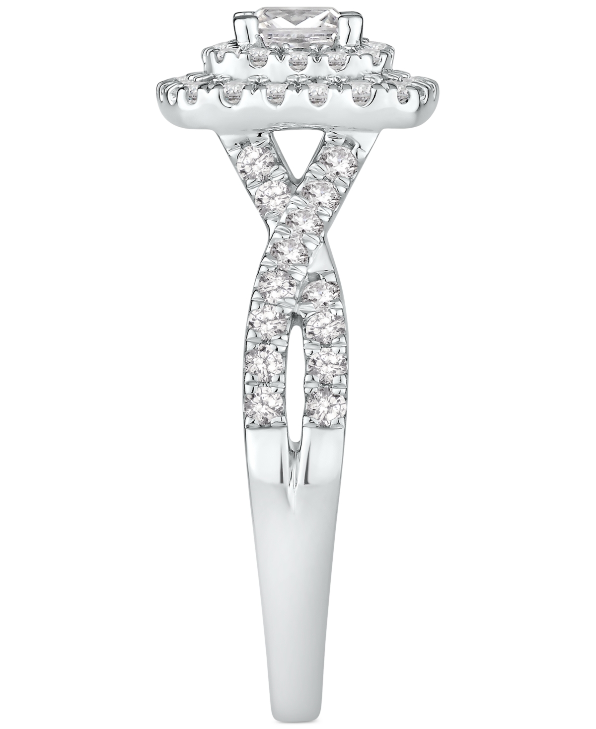 Princess-Cut Diamond Twist Halo Engagement Ring (1 ct. t.w.) in 14k Gold