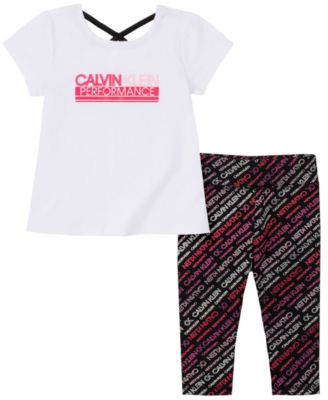 Little Girls Crisscross Back T-shirt and Logo-Print Capri Leggings Set, 2 Piece