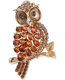 Gold-Tone Crystal & Stone Owl Pin, Created for Macy's