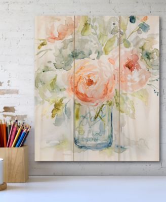 Cabbage Roses I 10.5x14 Board Art