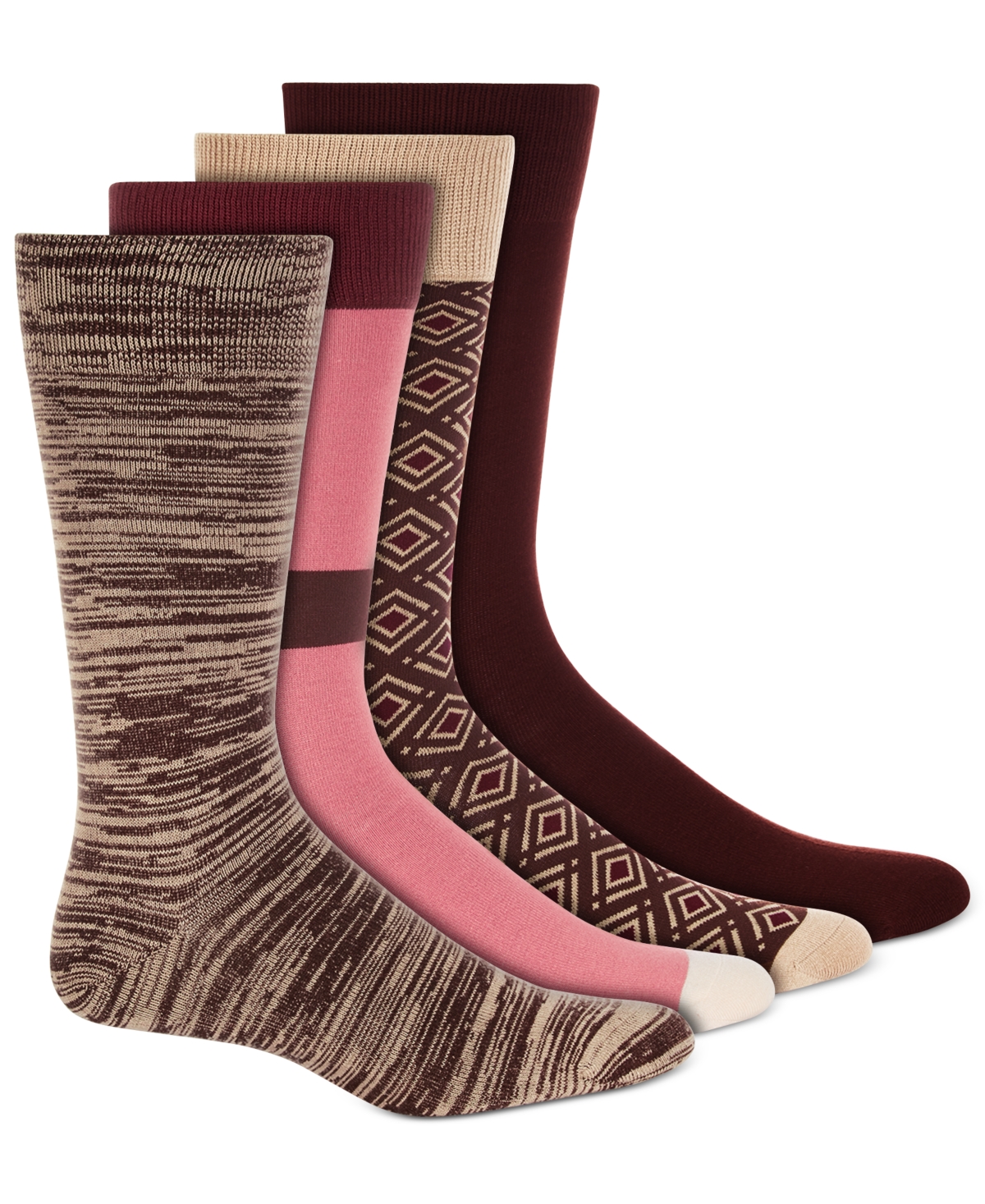 Alfani Men's Burgundy Printed Crew Socks - 4 pk., Created for Macy's