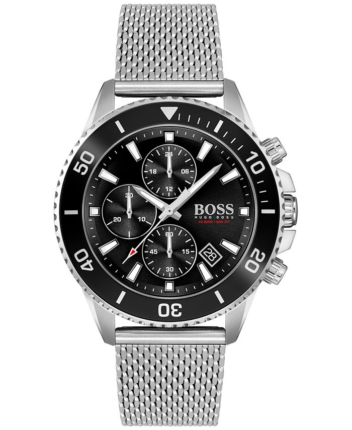 BOSS - Men's Chronograph Admiral Stainless Steel Mesh Bracelet Watch 45mm
