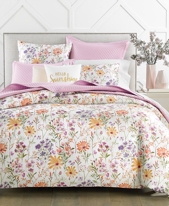 Charter Club Damask Designs Wildflowers 3-Pc. Comforter Set, Full/Queen, Created for Macy's - Sunglow Combo