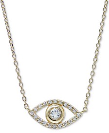 White Topaz (1/5 ct. t.w.) & Diamond (1/10 ct. t.w.) Evil Eye Pendant Necklace in 14k Gold, 16" + 1" extender