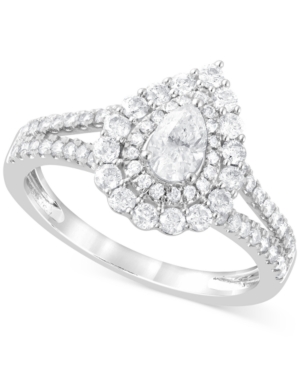 MACY'S DIAMOND PEAR HALO RING (1 CT. T.W.) IN 14K WHITE GOLD