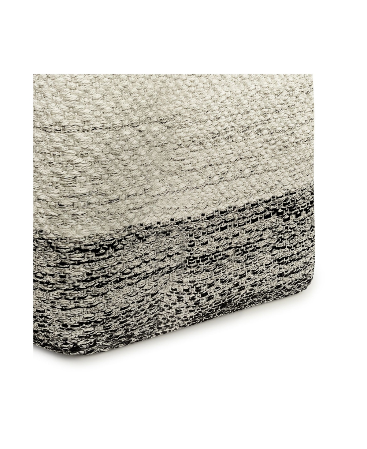 Macie Square Woven Outdoor and Indoor Pouf - Gray and White