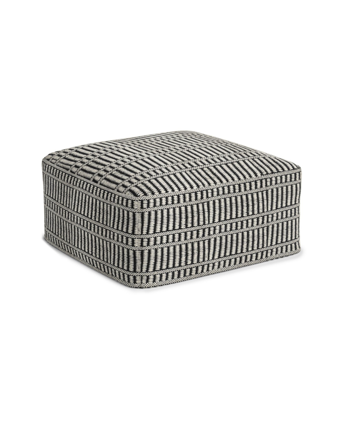 Macy's Safford Square Woven Outdoor And Indoor Pouf In Black And White
