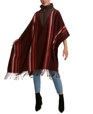 Photo 1 of STEVE MADDEN Women's Stiped Puffcho Poncho One Size Brown