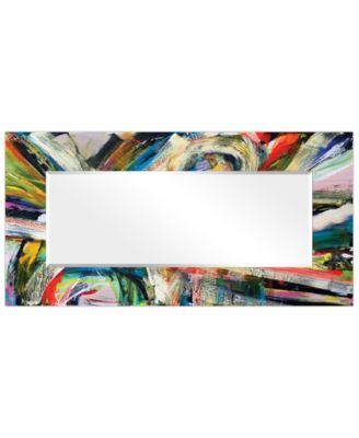 "Rock Star I" Rectangular Beveled Mirror on Free Floating Printed Tempered Art Glass.