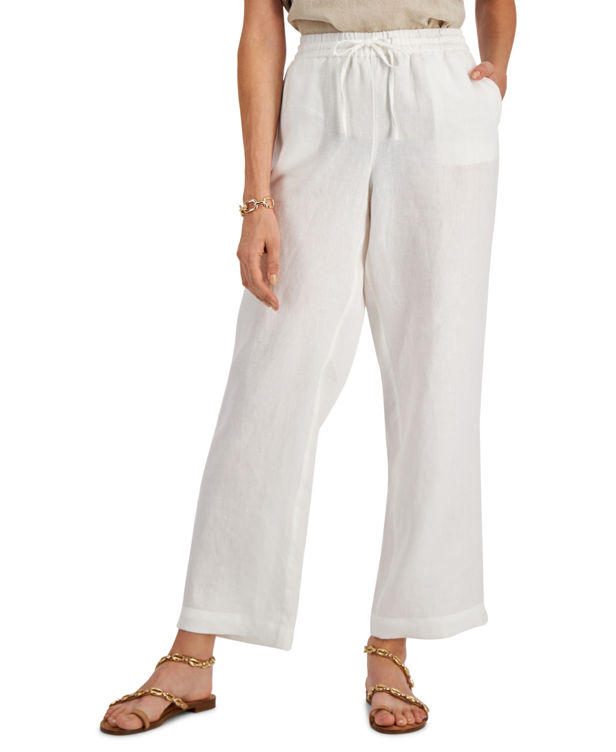 Charter Club Linen Drawstring Pants, Created for Macy's