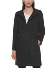 Petite Faux-Leather-Trim Walker Coat, Created for Macy's