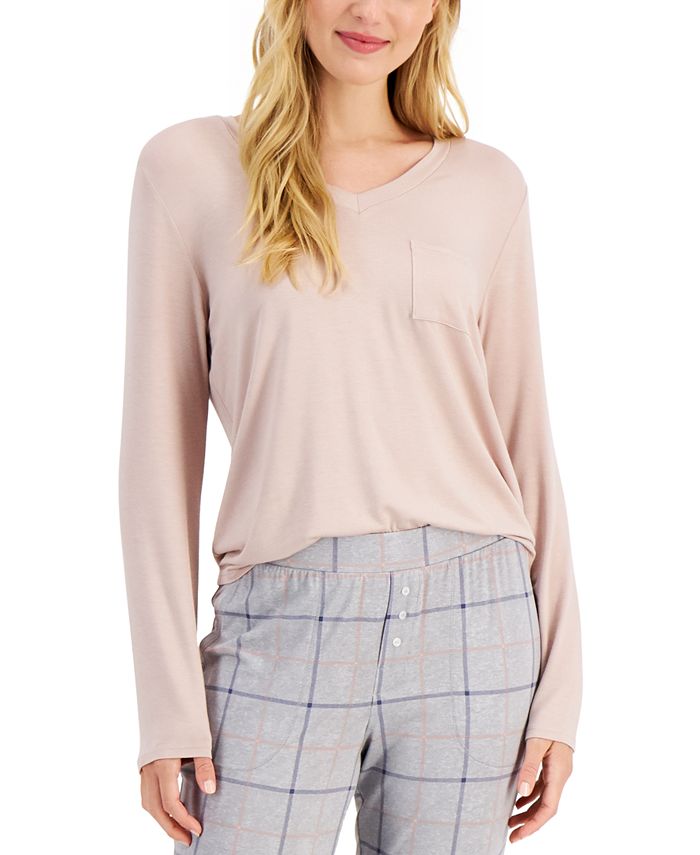 Alfani Essentials LongSleeve Pocket Pajama TShirt, Created for Macy's