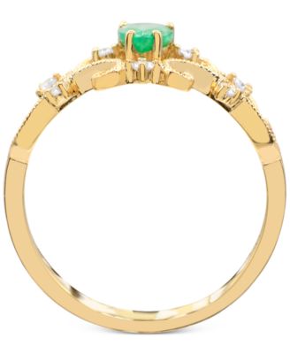 Gemstone and Diamonds (1/8  ct. t.w.) Ring Set in 14k Yellow Gold
