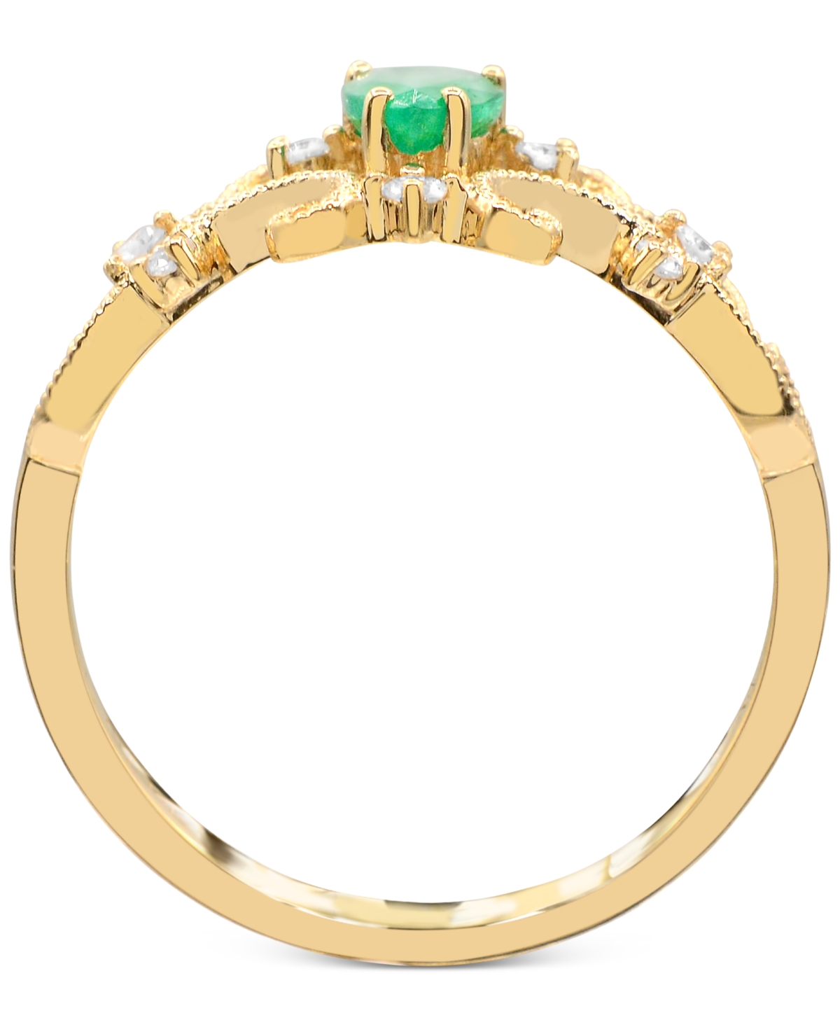 Gemstone and Diamonds (1/8 ct. t.w.) Ring Set in 14k Yellow Gold