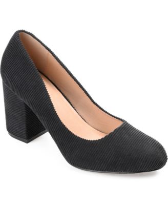 Women's Fai Corduroy Block Heel Round Toe Pumps