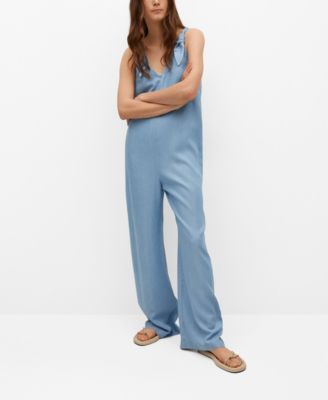 women mango long lyocell jumpsuit