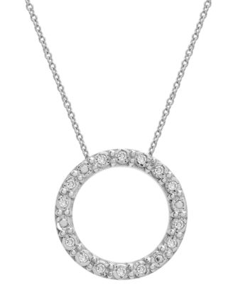 Macy's - Diamond Circle 18" Pendant Necklace (1/10 ct. t.w.) in Sterling Silver