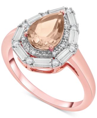 Swiss Blue Topaz (3-3/8 ct. t.w.) & White Topaz (1/6 ct. t.w.) Teardrop Halo Ring in Sterling Silver (Also in Amethyst & Morganite)