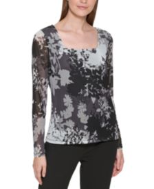 Petite Printed Square-Neck Top