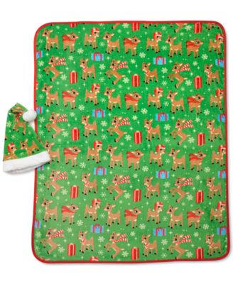 Franco Manufacturing Co - Reindeer Santa Hat & Throw Set