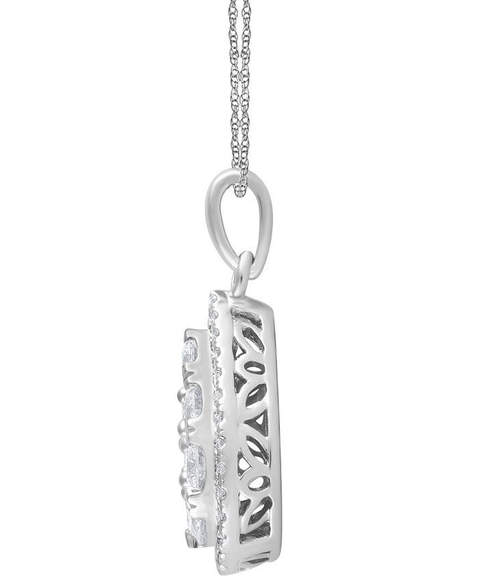 Macy's - Diamond Pear Halo 18" Pendant Necklace (3/4 ct. t.w.) in 14k White Gold