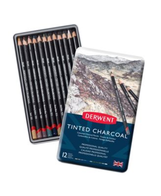 Derwent Tinted Charcoal Pencil Tin Set, 12 Pieces