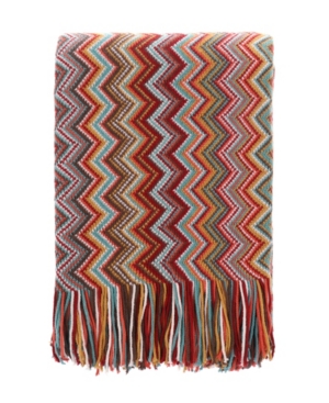 Happycare Textiles Multi-color Chevron Pattern Decorative Throw, 60" X 50" In Dust Red