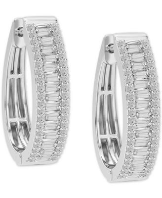 baguette hoop diamond earrings