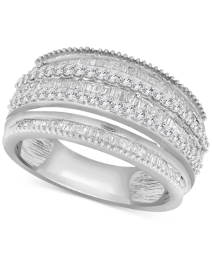 Macy's Diamond Multirow Statement Ring (3/4 Ct. T.w.) In Sterling Silver