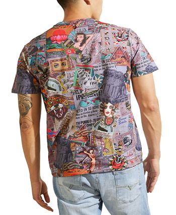 GUESS Men's Eco Vintage Collage T-Shirt & Reviews - T-Shirts - Macy's