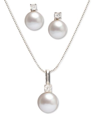 macy's pearl necklace earring set