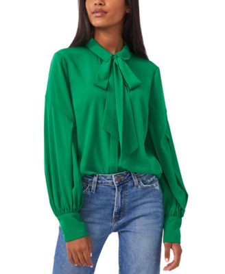 green cap sleeve blouse