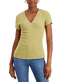 Ribbed V-Neck Top, Created for Macy's