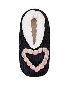 Women's Cozy Heart Chenille Sherpa-Lined Slippers