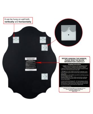 Frameless Beveled Oblong Scalloped Wall Mirror, 32" x 24" x 0.39"