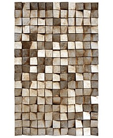 'Textured 1' Metallic Handed Painted Rugged Wooden Blocks Wall Sculpture - 48" x 30"