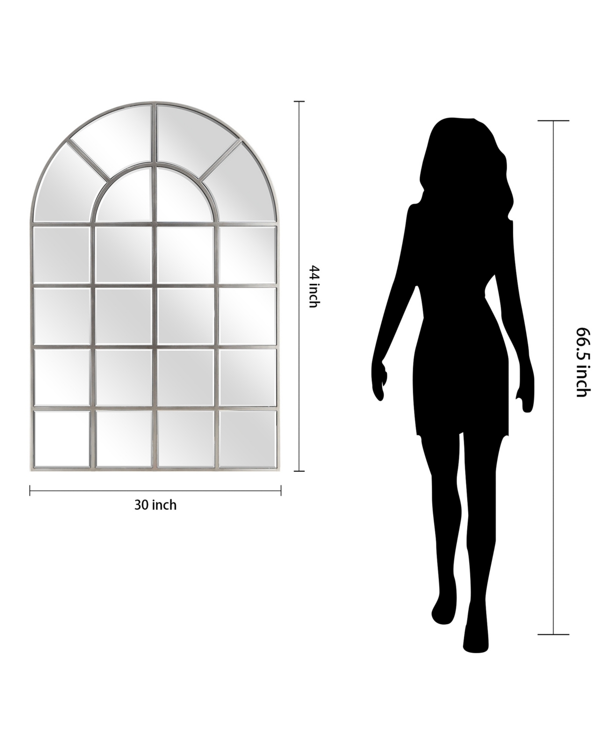 Empire Art Direct Solid Wood Base Covered with Beveled Arch Window Mirror -