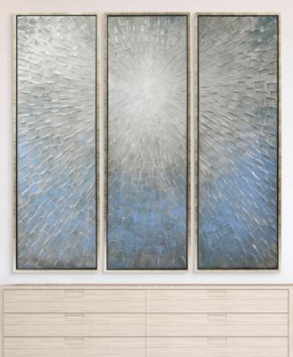 Silver Ice 3-Piece Textured Metallic Hand Painted Wall Art Set by Martin Edwards, 60" x 20" x 1.5"