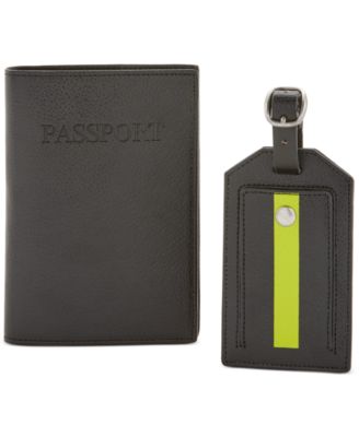 Perry Ellis Portfolio - Passport Holder and Striped Luggage Tag