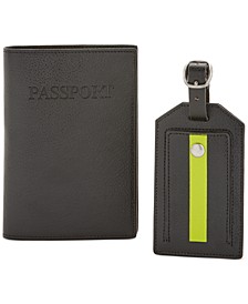 Passport Holder and Striped Luggage Tag