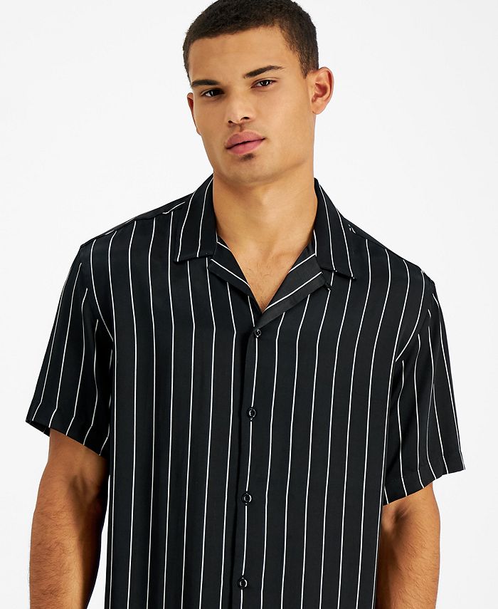 INC International Concepts Men's Regular-Fit Stripe Camp Shirt, Created ...