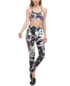 Sport Women's Marble-Print Strappy-Back Medium-Impact Sports Bra