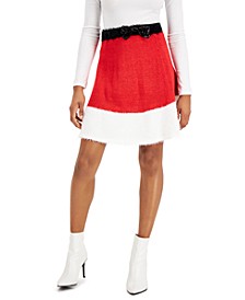 Juniors' Santa Knit Mini Skirt