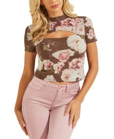 Gwen Printed Front-Cutout Top