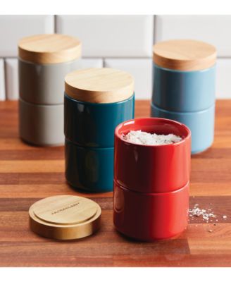 Ceramic Stacking Spice Box Set with Lid, 2-Piece